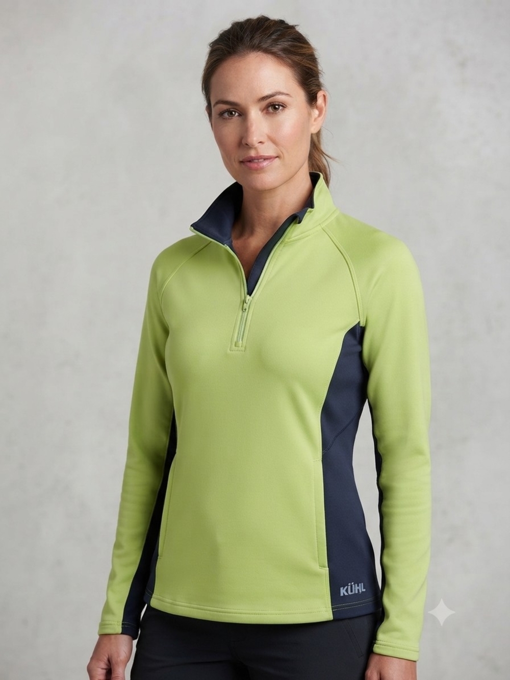 Roots Golf Lime & Navy Quarter-Zip Pullover Size Small